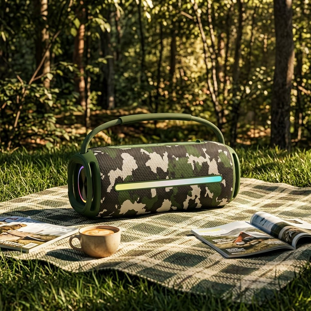 Camouflage Portable Wireless Speaker with Handle 20W Heavy Bass IPX6 Waterproof Soundbox for Camping Hiking Outdoor Travel · image 1