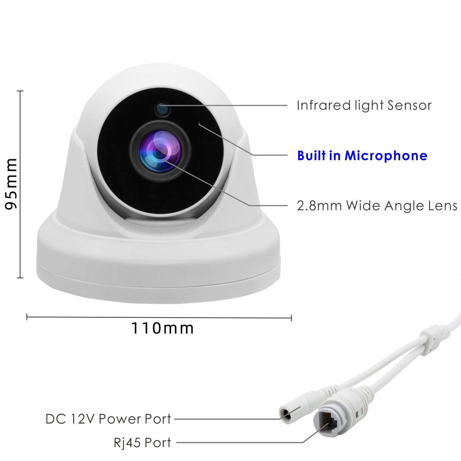 4K 8MP Hik Compatible Dome Security Camera IR Infrared Night Vision with Audio Wide Angle Lens Wired Network Camera · image 1