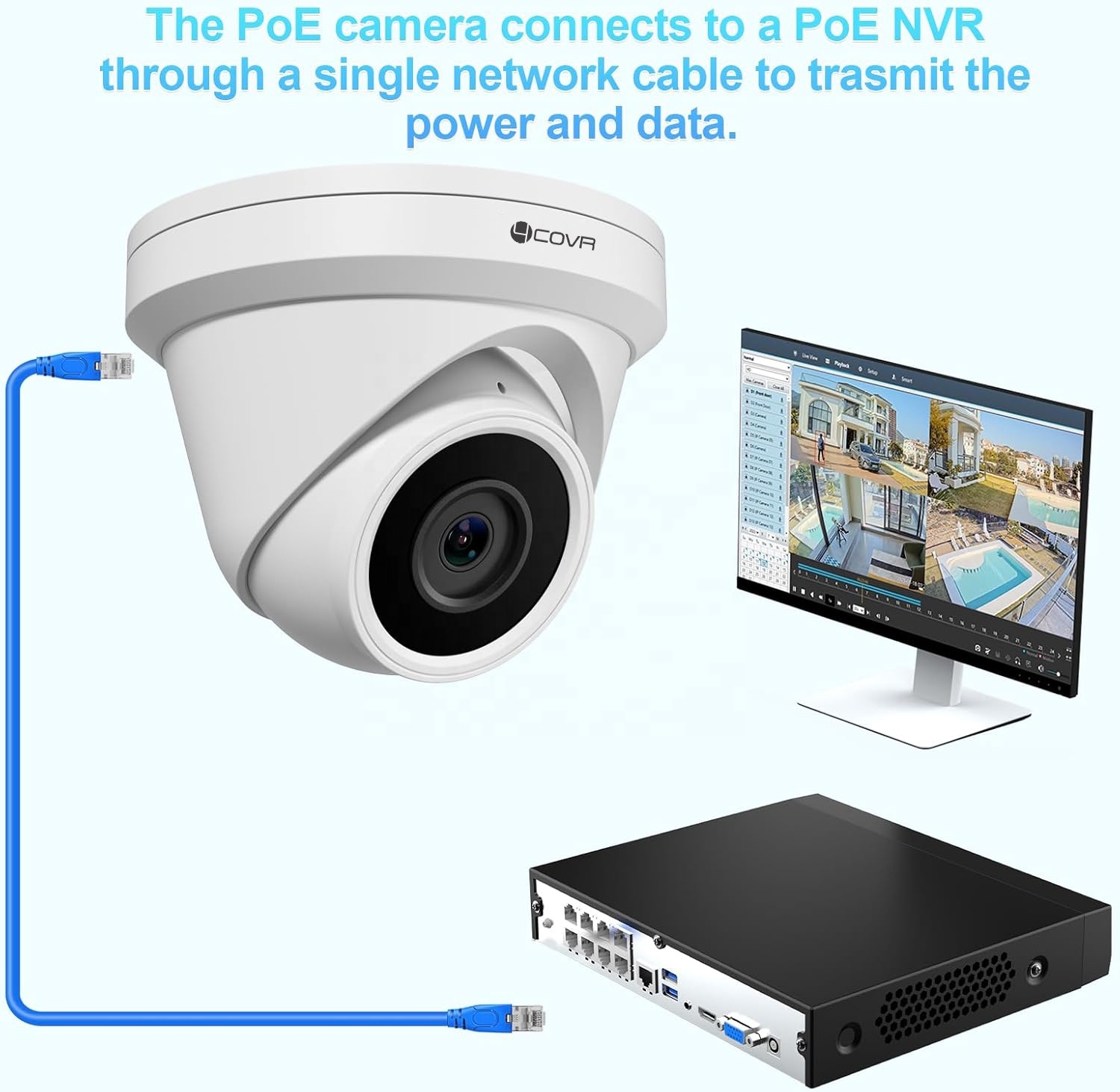 4COVR 8 Channel 4Pcs 5Mp Ultra HD CCTV Camera System with 2TB HDD & Cable CCTV Security Full Set AI Human Detection for Home · image 1