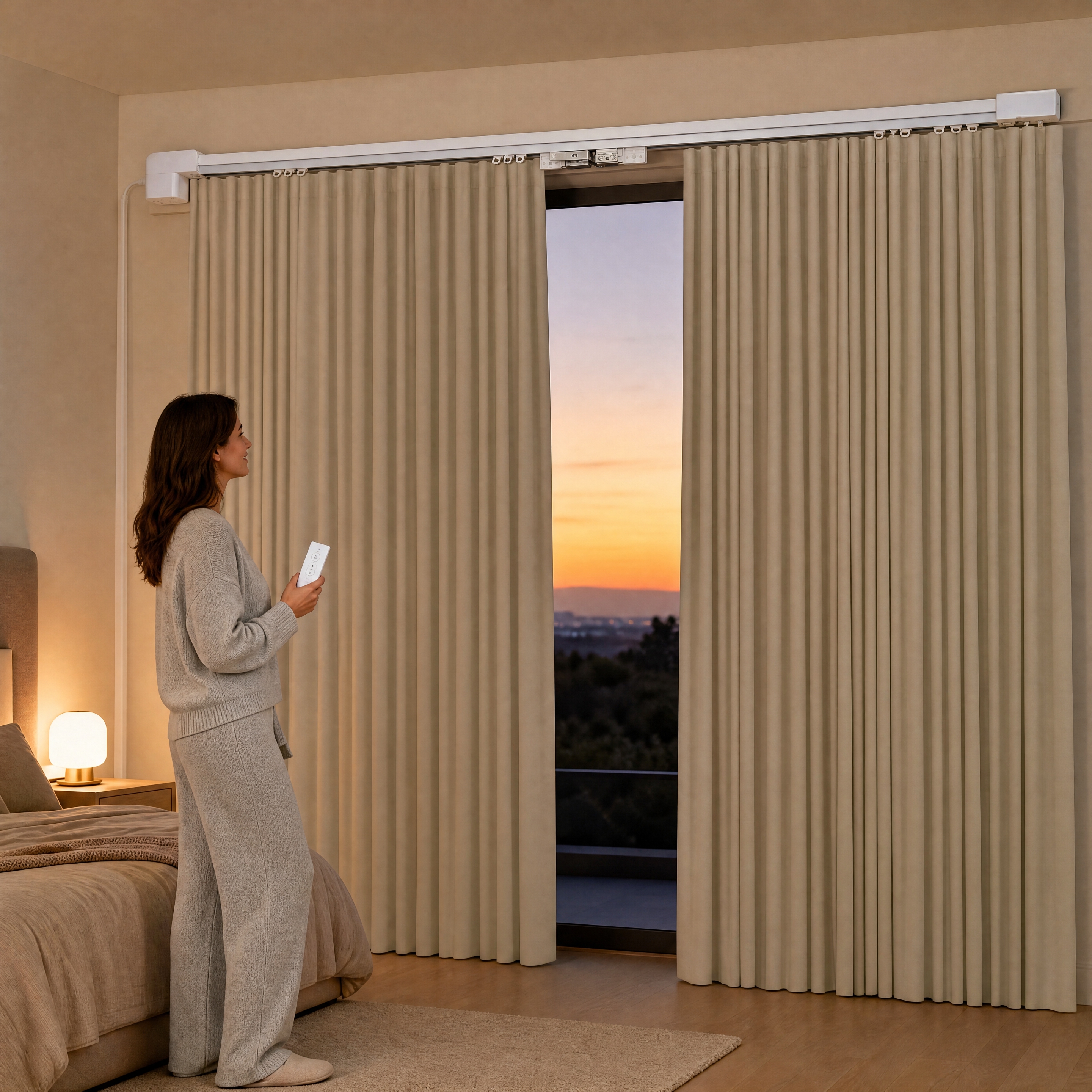 Minisoul Modern Smart Curtain Track Motorized Rail WiFi Remote App Control Quiet Under 45dB Holds Up To 66 Lbs For Living Room · image 3