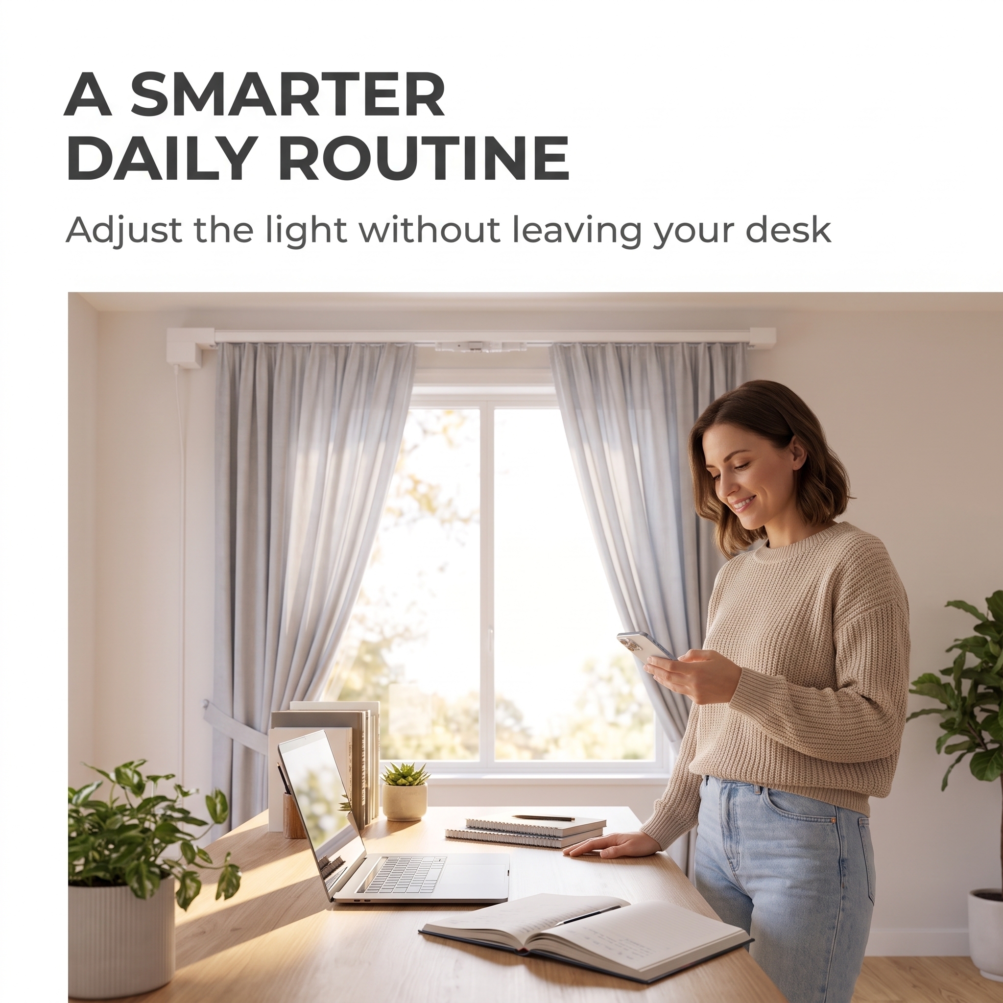 Minisoul Modern Smart Curtain Track Motorized Rail WiFi Remote App Control Quiet Under 45dB Holds Up To 66 Lbs For Living Room · image 5