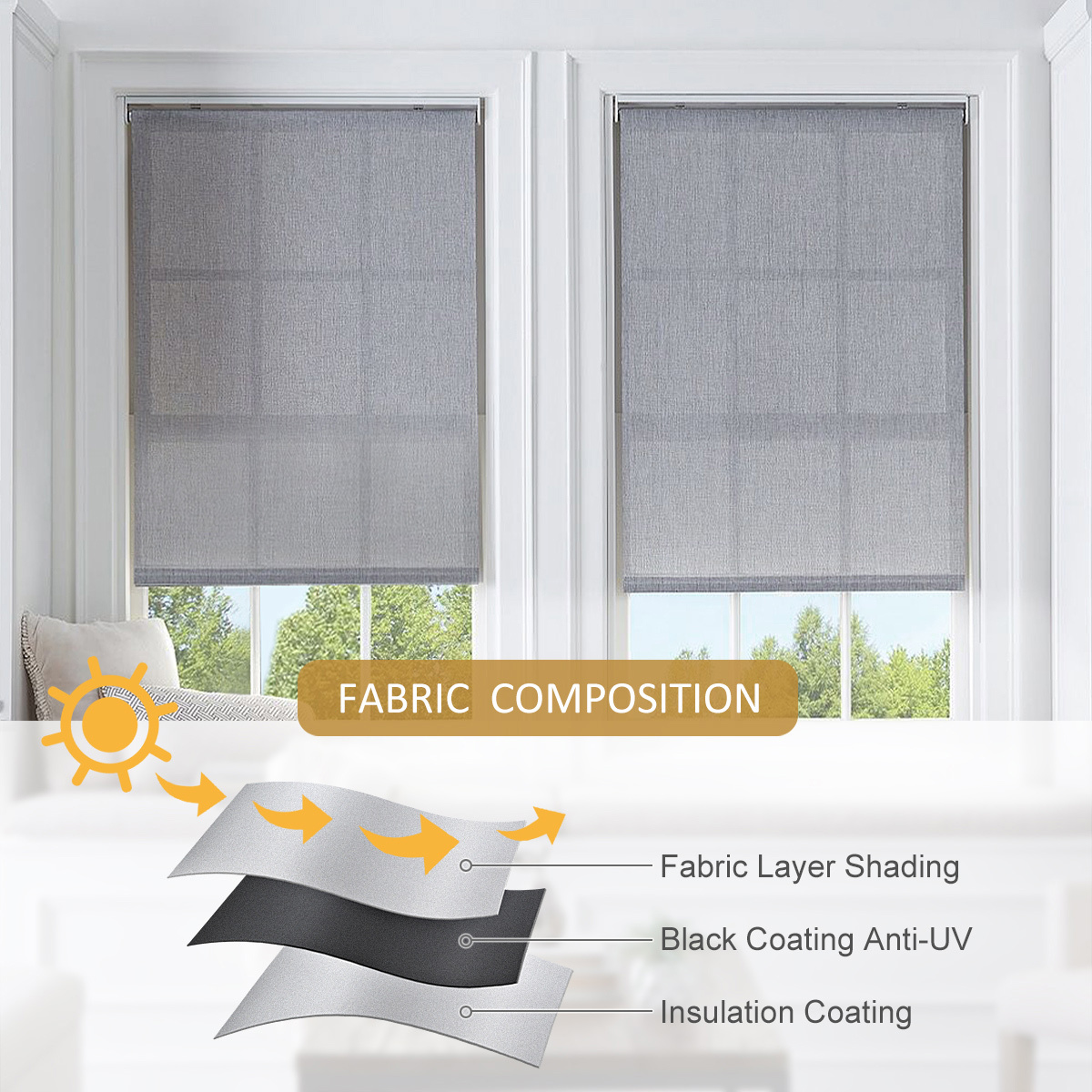 Smart Home Window Blinds Blackout Roller Shades Electric Remote Control Motorized Automated Indoor Curtain · image 2