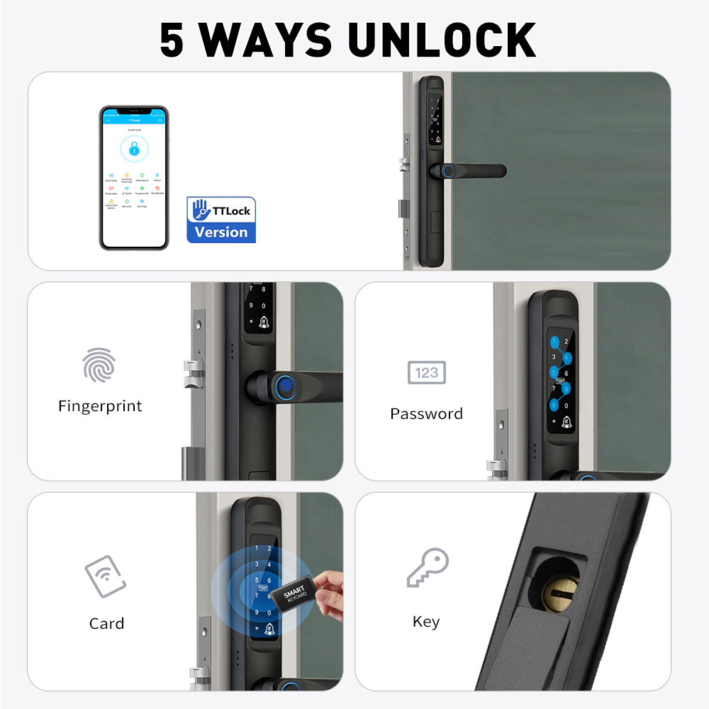 Waterproof Sliding Door Lock Password Electronic TTlock Thermal Break Aluminum Door Lock Outdoor Fingerprint Smart Door Lock · image 1