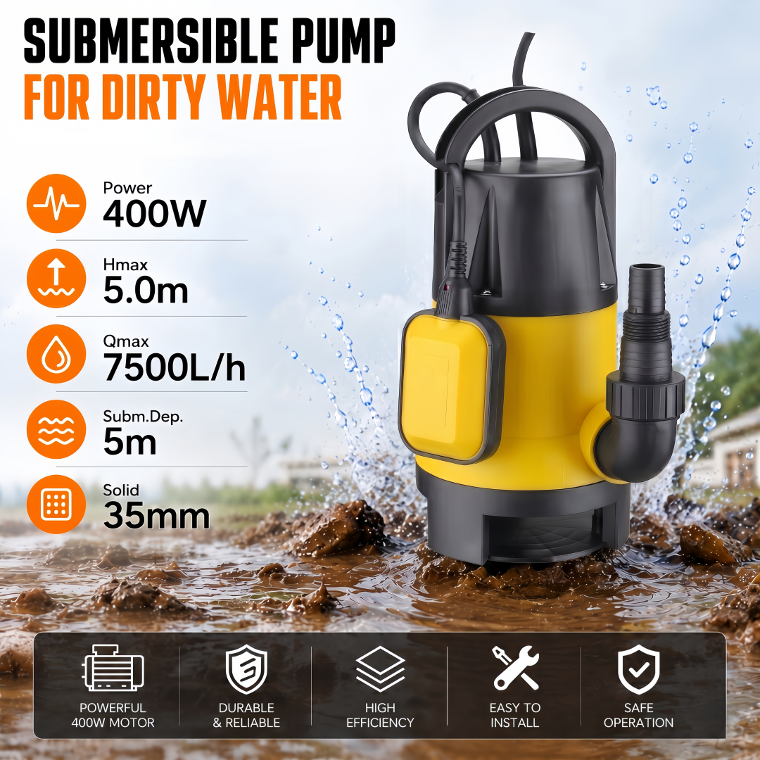 400w 7500L/h Plastic Shell Drainage Electric Garden Submersible Sump Pump for Dirty Water With Automatic Float Switch · image 2