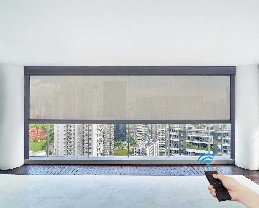 Garden Rainproof Pergola Curtain Adjustable Remote Sunshade Curtains Durable Waterproof Zip Roll Screen Blinds · image 11