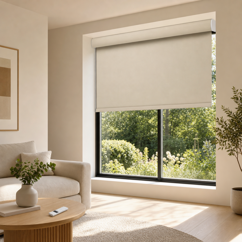 Smart Modern Motorized Electric Window Shades Curtains Home Office Kitchen Roller Blinds Built-In Installation Technique Plain · image 5