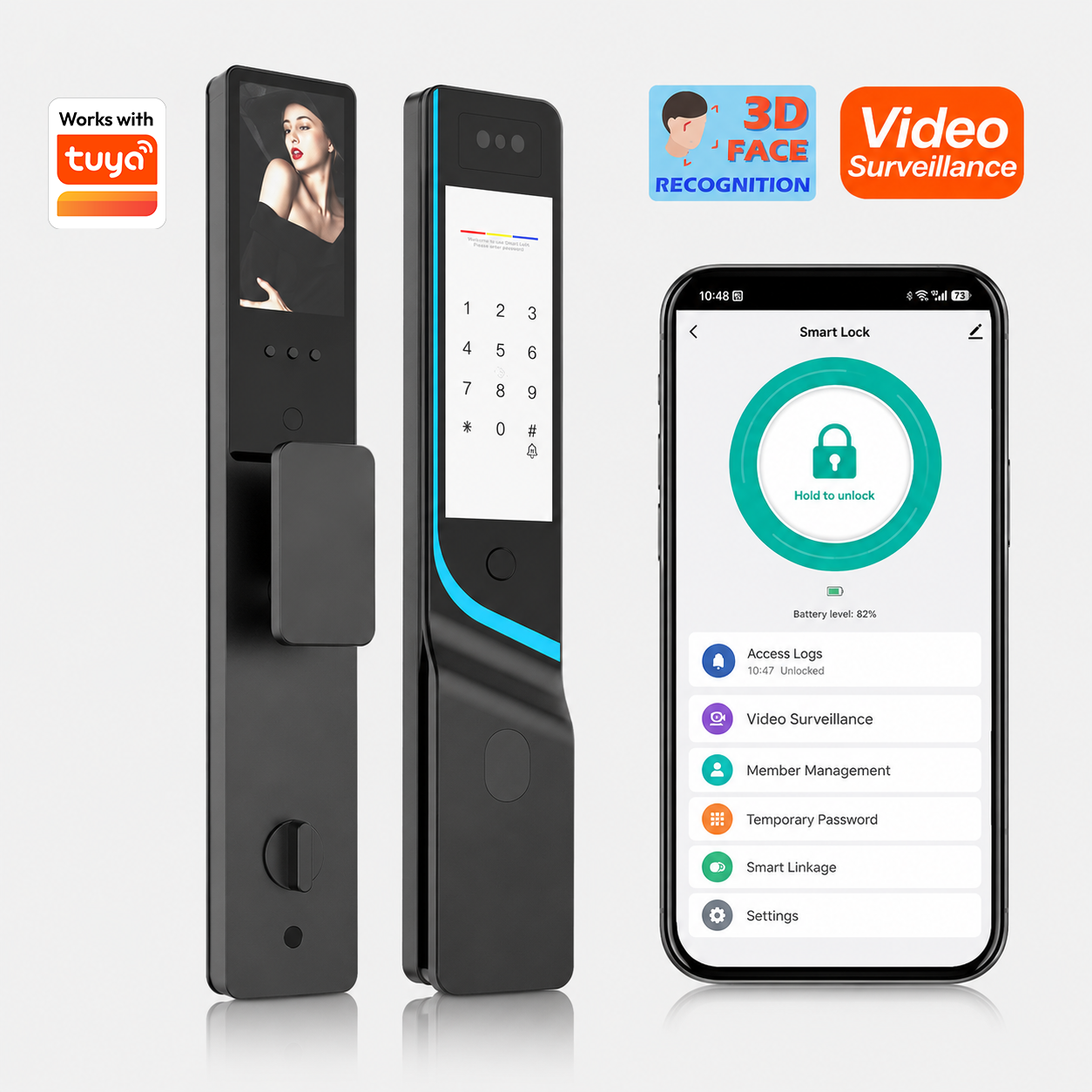 Tuya Wifi Dual Screen Visual Smart Door Lock with 6.8 Inch Front HD Screen 4.5 Inch IPS Indoor Display and Face Recognition · image 1