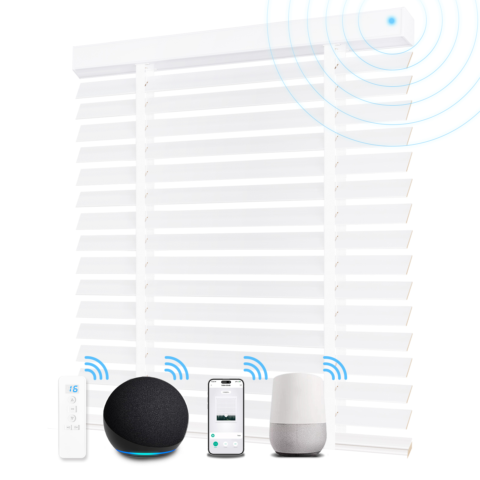 OEM Smart Tuya Wifi Alxea Remote Control Modern Automatic Blackout Motorized Solid Wood Slat Shades Wooden Blinds for Window · image 1
