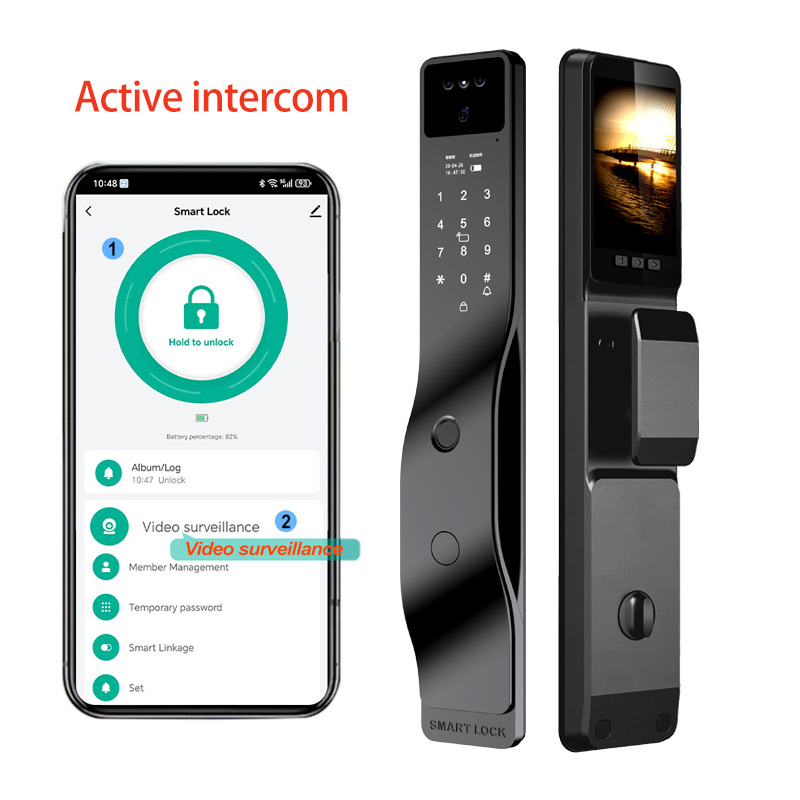 Smartier Tuya Smart Lock Automatic Biometric Lock Wifi APP Card Key Cat's Eye Combination Home Security Fingerprint Smart Lock · image 1