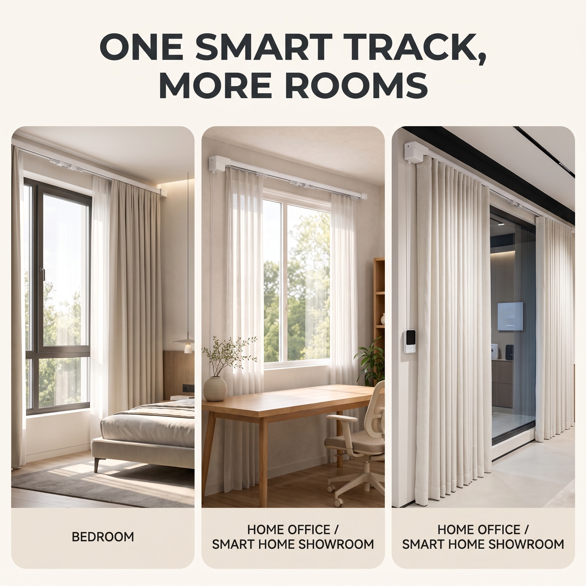Minisoul Modern Smart Curtain Track Motorized Rail WiFi Remote App Control Quiet Under 45dB Holds Up To 66 Lbs For Living Room · image 6