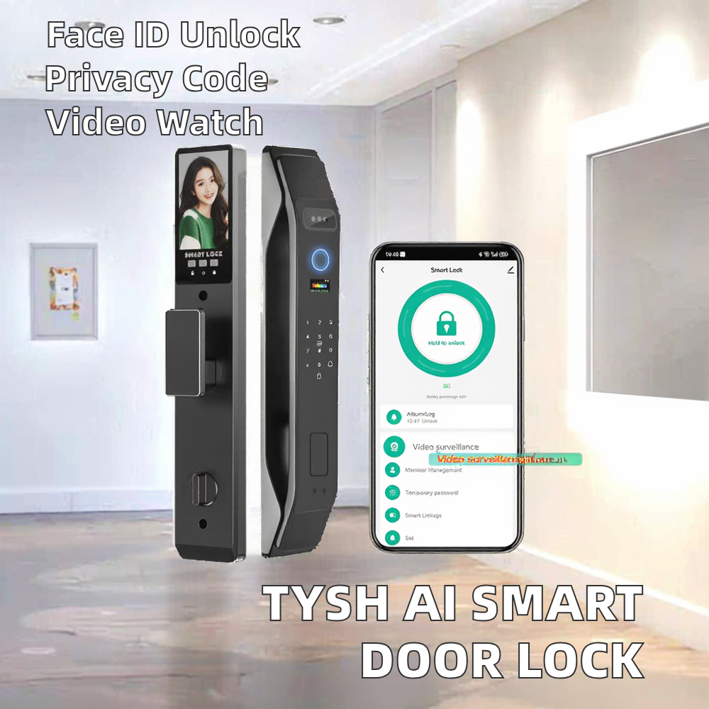 Li Wen Smart Glass/Aluminum Door Lock Tuya App Control Fingerprint Face Recognition USB Port Memory Card Single Latch Set · image 1