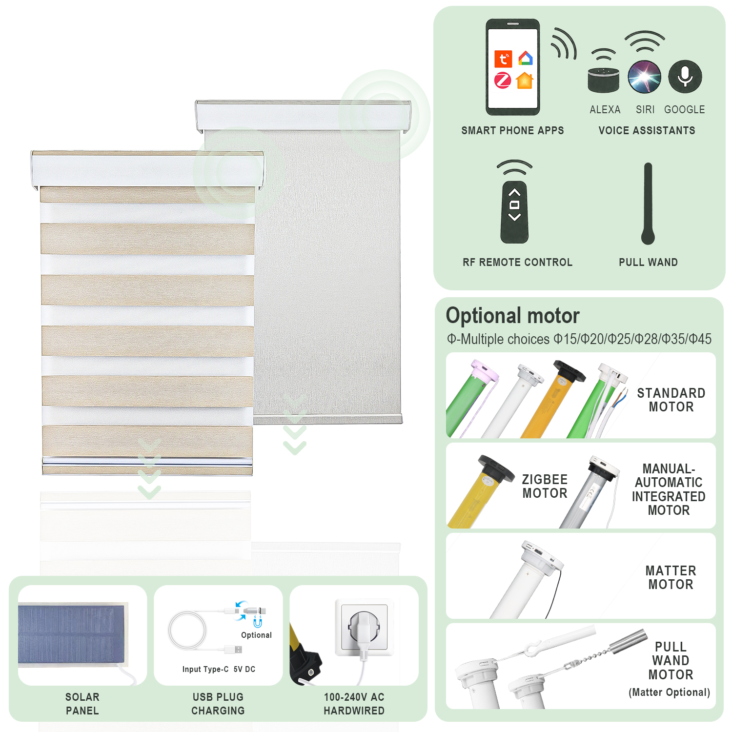 Rollergy Cordless Smart Blinds For Window Solar Shades Blackout Sunscreen Roller Blind Electric Motorized Roller Shades · image 2