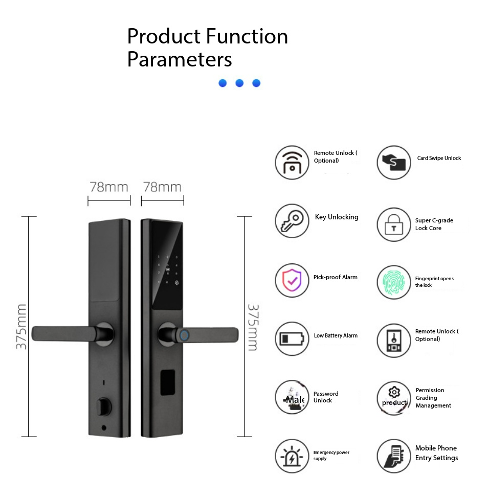 Smart Lock for Apartment & Hotel-7 Unlock Ways Built-in Doorbell Tuya Compatible 360mm Aviation Aluminum Panel Wood Door App · image 1