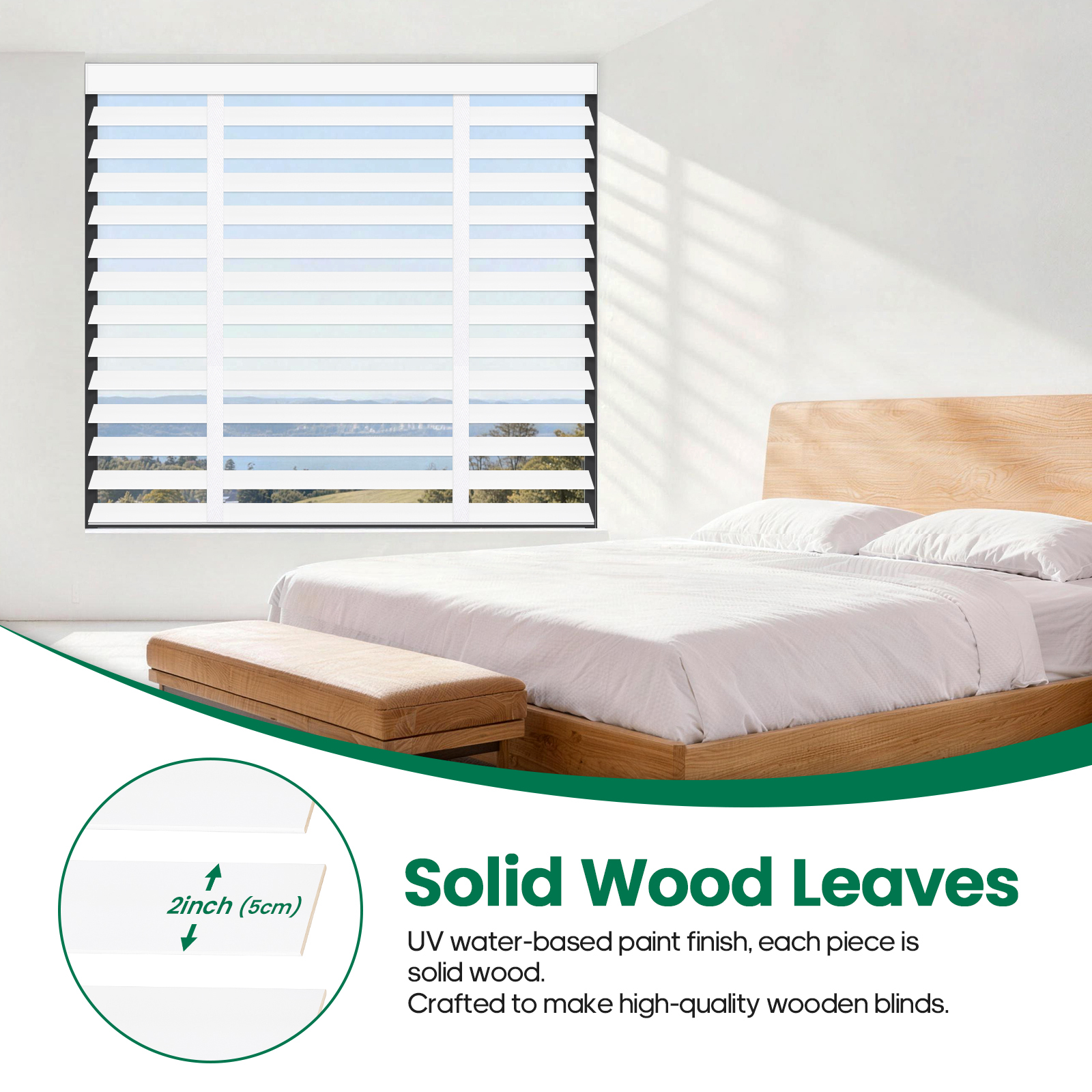 OEM Smart Tuya Wifi Alxea Remote Control Modern Automatic Blackout Motorized Solid Wood Slat Shades Wooden Blinds for Window · image 4