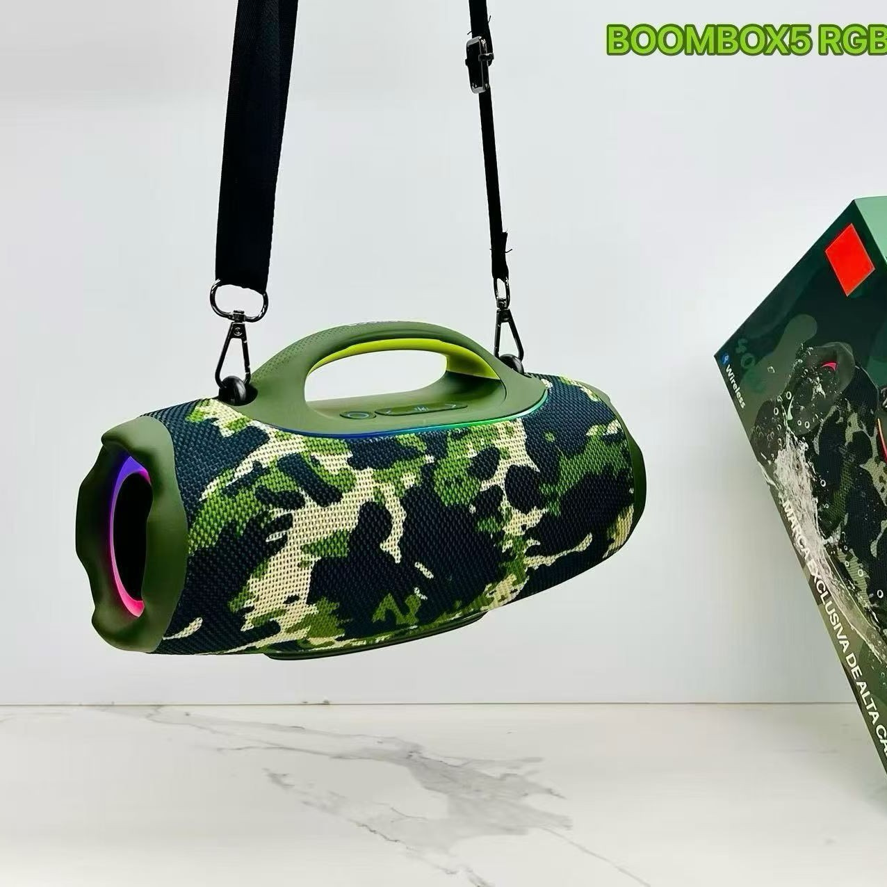 BOOMBOX5 RGB Wireless Speaker War God Series, Handheld Outdoor Portable Bass Speaker