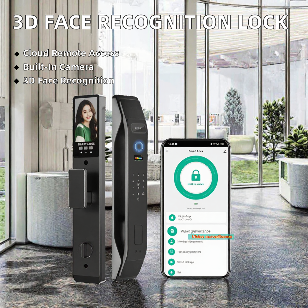 3D Facial Recognition Tuya WiFi Cloud Remote Control Smart Door Lock Security Anti-Pry Alarm Home Easy Installation Wood Door · image 1