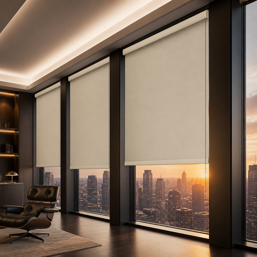Smart Modern Motorized Electric Window Shades Curtains Home Office Kitchen Roller Blinds Built-In Installation Technique Plain · image 4
