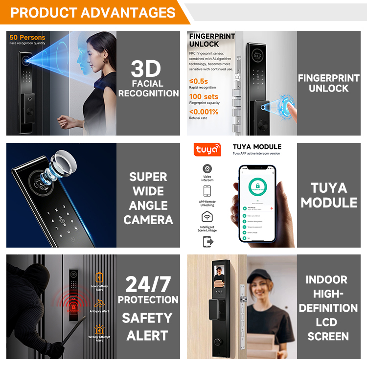UIELOCK C05 Smart Door Lock 3D Face Recognition RFID APP Remote Control WiFi Camera Cloud Aluminum Compatible 4.5" Screen · image 1