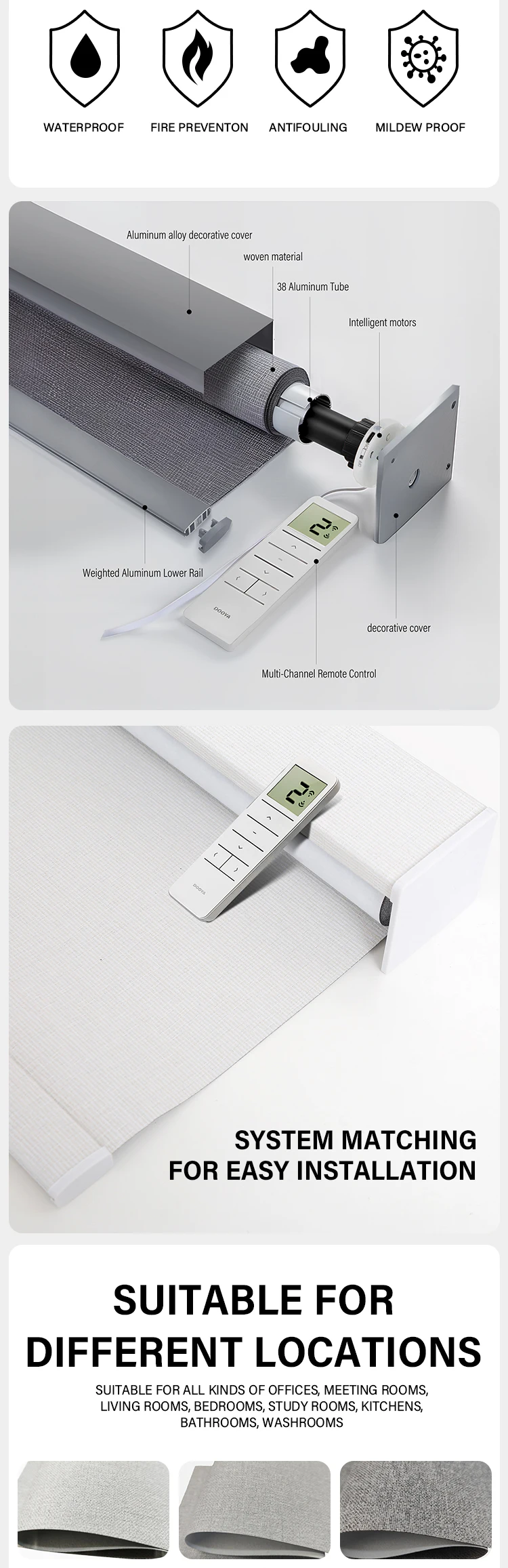 Smart Blinds Shades Blackout Fabric Screen Smart Automatic Electric Motorized Remote Control Indoor Window Blinds · image 10