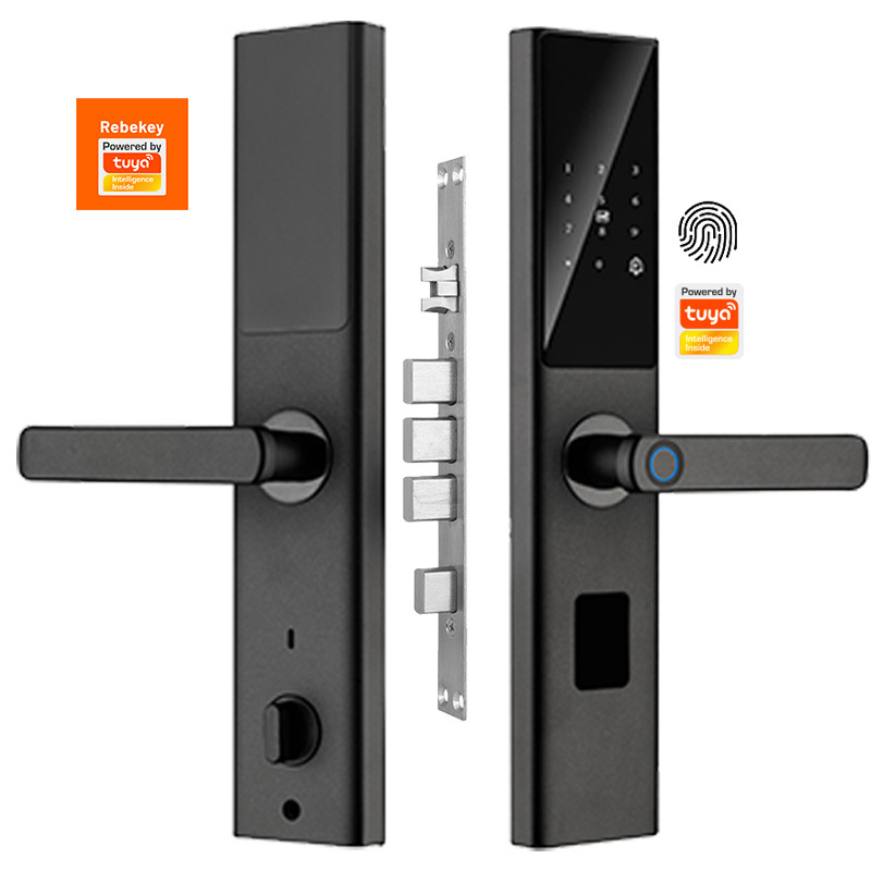 WIFI Fingerprint Tuya Smart Deadbolt Lock with Handle Digital Card Key Fully Automatic Smart Door Lock for Home Hotel · image 1