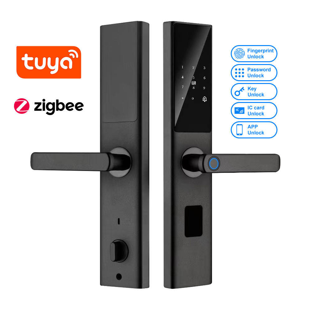 Aiendi Factory Price Home Security Digital WiFi Tuya App Smart Door Lock Aluminum Fingerprint Inside Handle Tuya Smart Lock · image 2