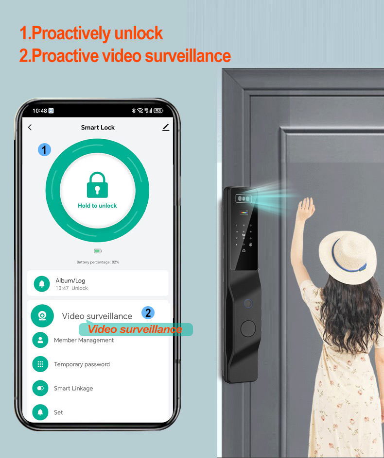 TYSH Ai Automatic Electronic Digital Lock Cerradura Inteligente Wifi App Fingerprint Card 3d Face Recognition Smart Door Lock · image 1