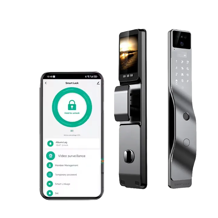 Enrique Tuya 3D Face Digital Smart Lock Video Intercom Biometric Fingerprint Aluminum Alloy Camera Cloud Wi-Fi Wood/Aluminum · image 1