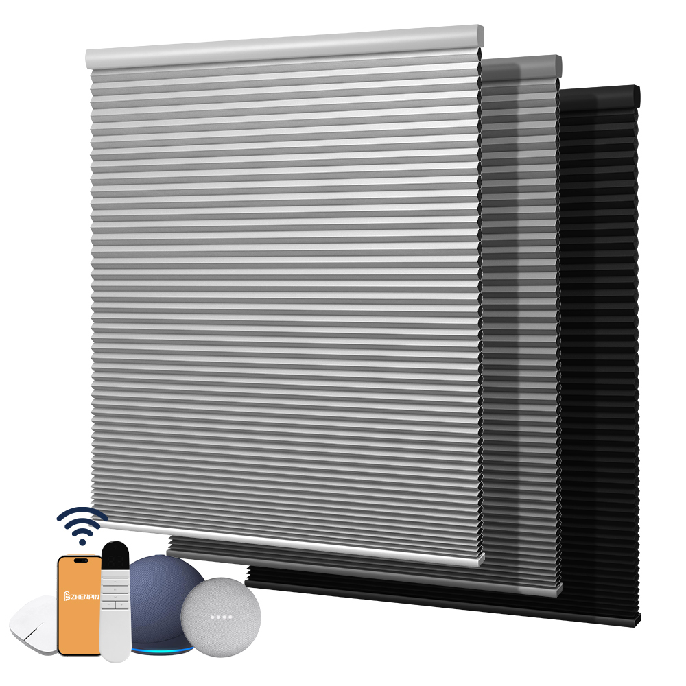 Wholesale Smart Motorized Linen Fabric Blackout Cellular Shades for Windows Thermal Insulated for Distributors · image 1