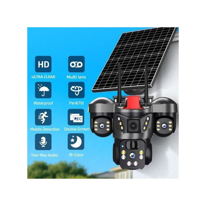 Triple Lens 4G Solar PTZ CCTV Camera | V380 Pro | Outdoor HD